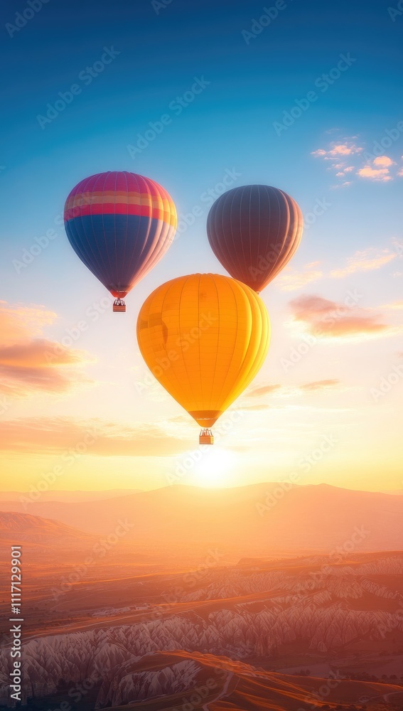 Spectacular Morning in Cappadocia with Floating Balloons and Deep Valleys