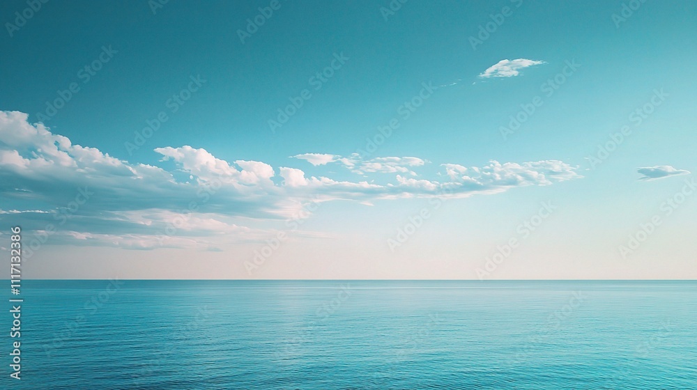 Fototapeta premium Soft Sky Gradient Transition Over Calm Ocean Waters at Dusk