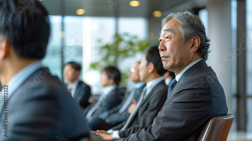 会議をする中年の会社員のアジア人男性 photo