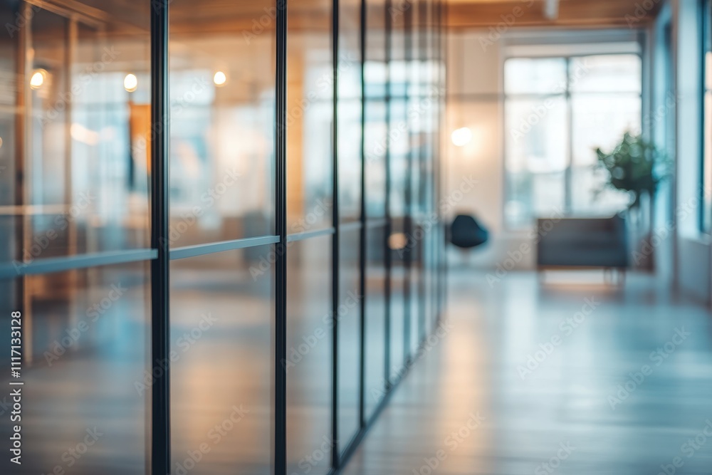 Defocused Meeting Room Background with Glass Walls and Modern Decor in an Office Space Defocused Meeting Room Background with Glass Walls and Modern Decor in an Office Space