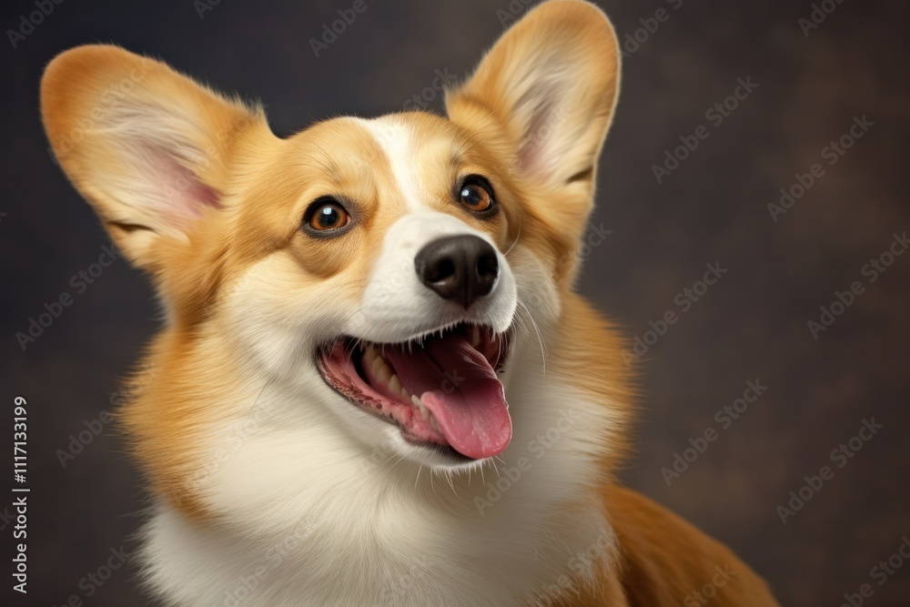 A cheerful Welsh Corgi breed dog with a mix of golden and white fur, sitting comfortably with its head tilted to the side, conveying a sense of curiosity and playfulness. A cheerful Welsh Corgi breed dog with a mix of golden and white fur, sitting comfortably with its head tilted to the side, conveying a sense of curiosity and playfulness.