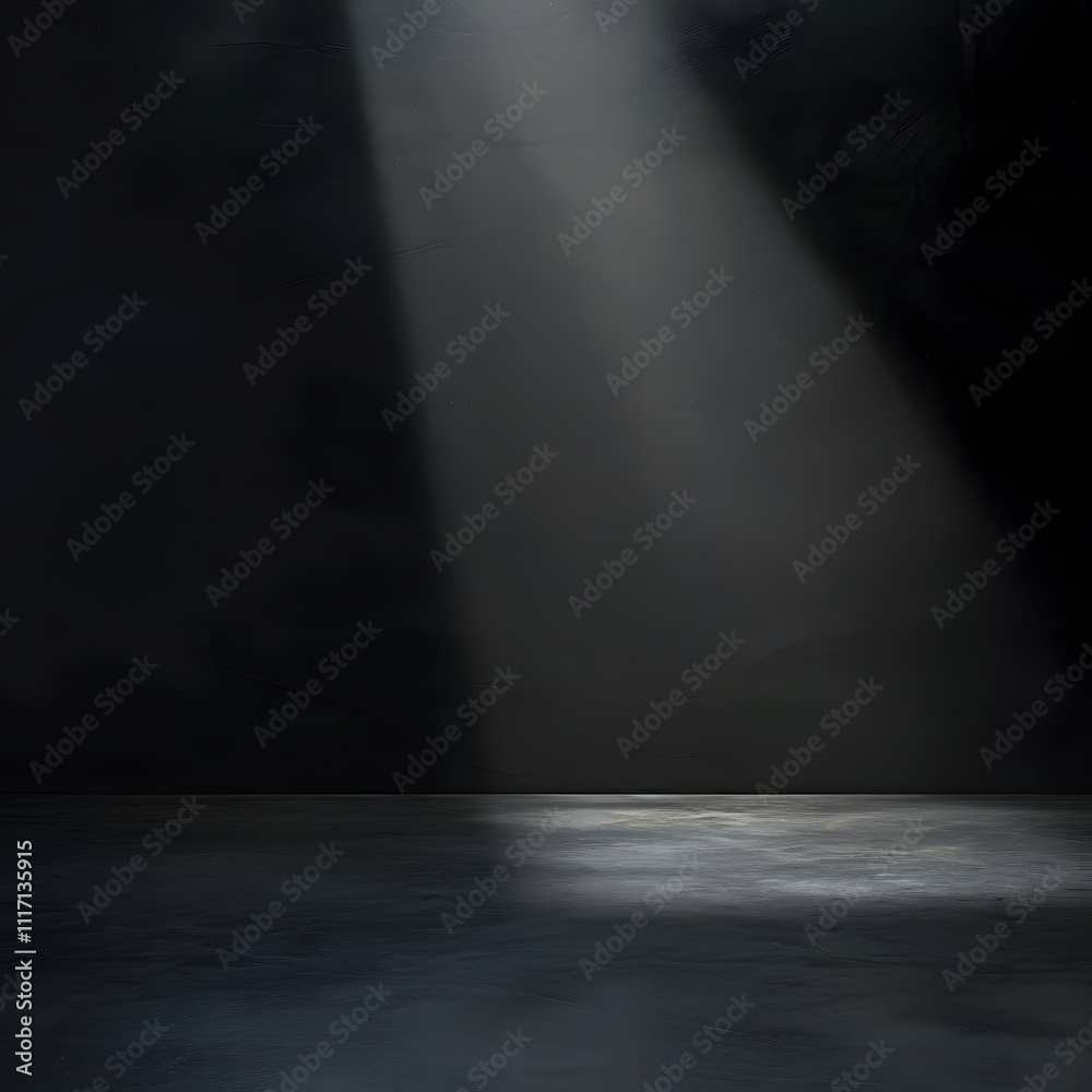A dimly lit space with a beam of light creating an atmospheric effect on the floor. A dimly lit space with a beam of light creating an atmospheric effect on the floor.