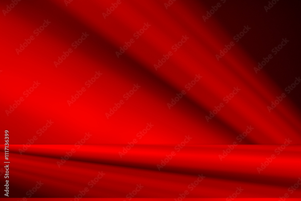 Fototapeta premium Wall interior background, studio and backdrops show products.with shadow from window color Red background for text insertion and presentation product 