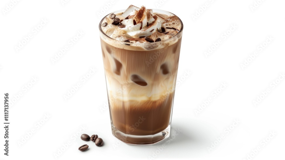 Iced Coffee with Whipped Cream and Coffee Beans Iced Coffee with Whipped Cream and Coffee Beans