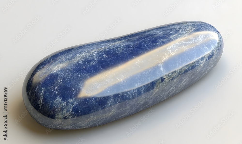 Polished blue gemstone, smooth, oval shape. Polished blue gemstone, smooth, oval shape.