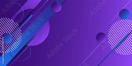 Dynamic abstract purple and blue gradient geometric background illustration with simple rectangle and circle curve pattern. Cool and bright design. Eps10