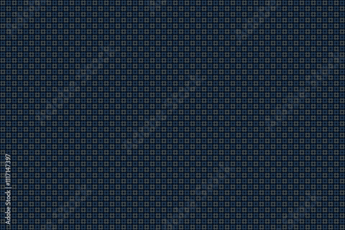 Abstract geometric seamless pattern with optical illusion art - cut off circle in gray n blue on dark blue background. Vector illustration. For masculine shirt lady dress textile cloth print wallpaper