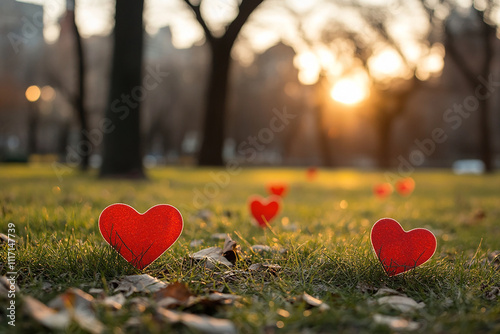 A playful Valentines Day scavenger hunt in a park with