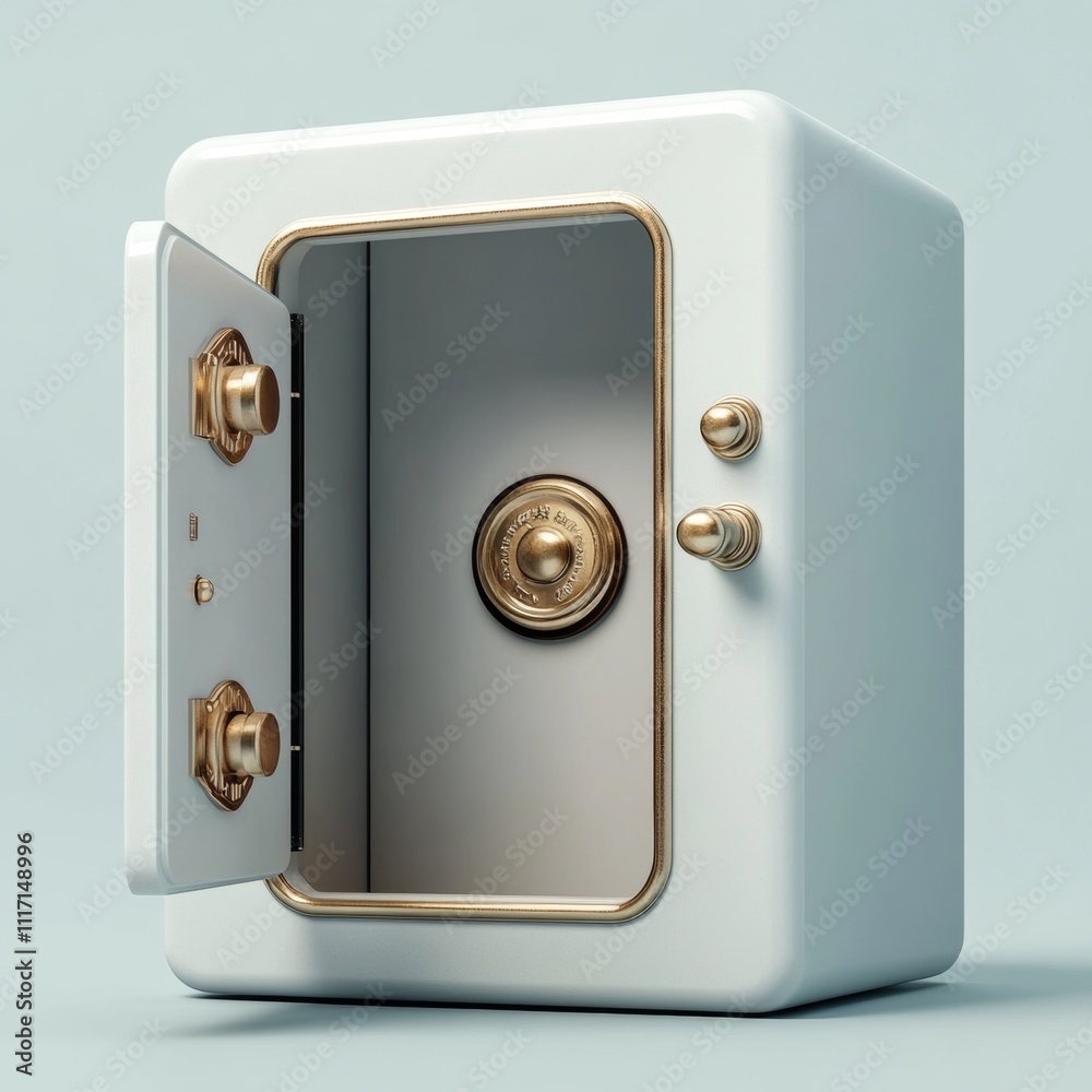 Open Safe with Golden Accents and Minimalist Design Open Safe with Golden Accents and Minimalist Design