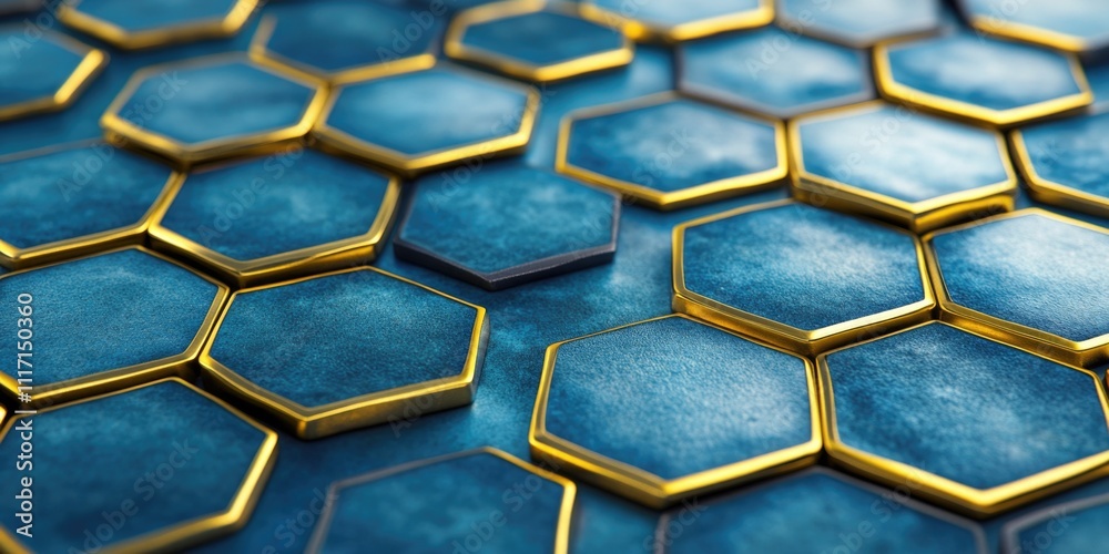 Blue and Gold Hexagon Tiles Blue and Gold Hexagon Tiles