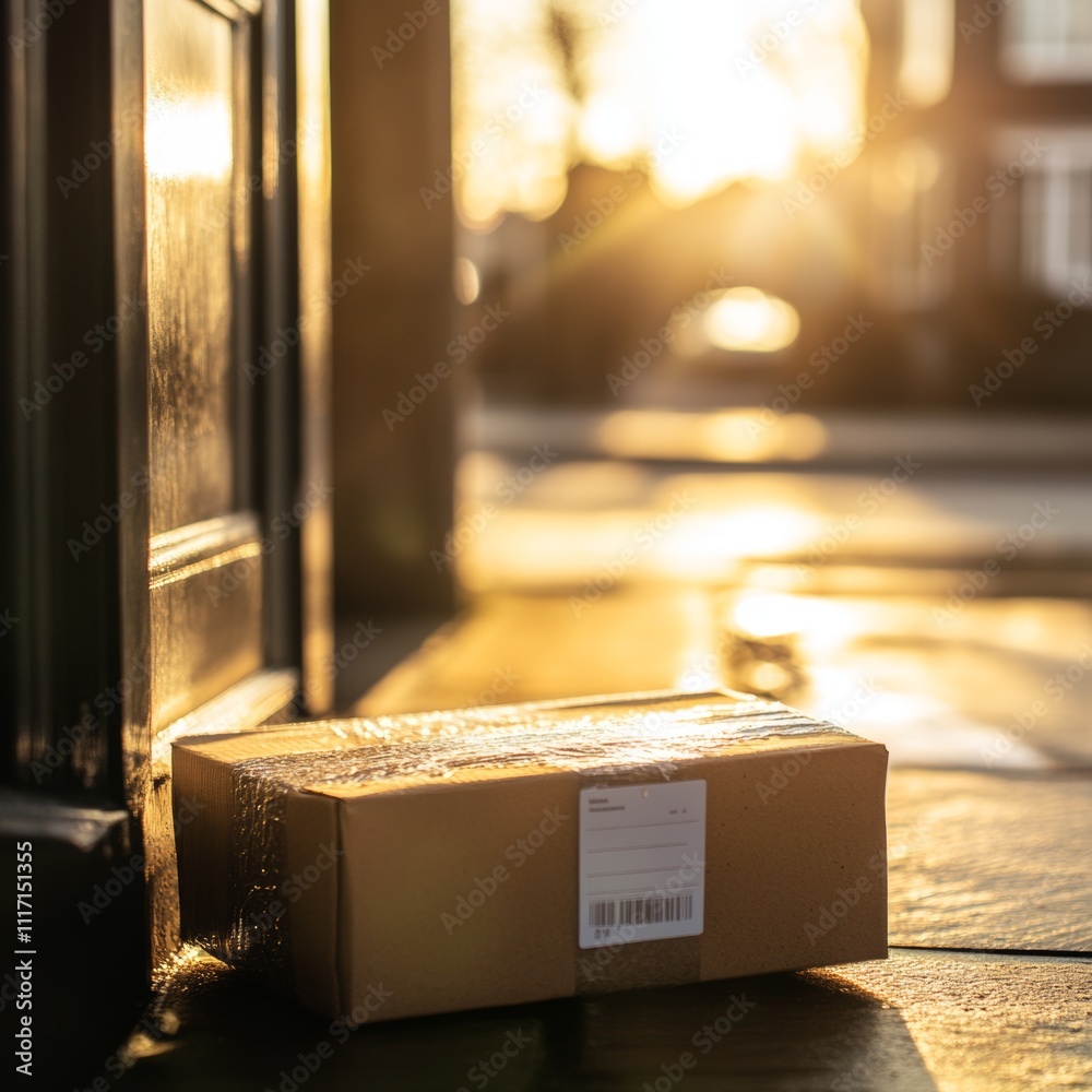 Package Delivery at Sunset Doorstep Package Delivery at Sunset Doorstep