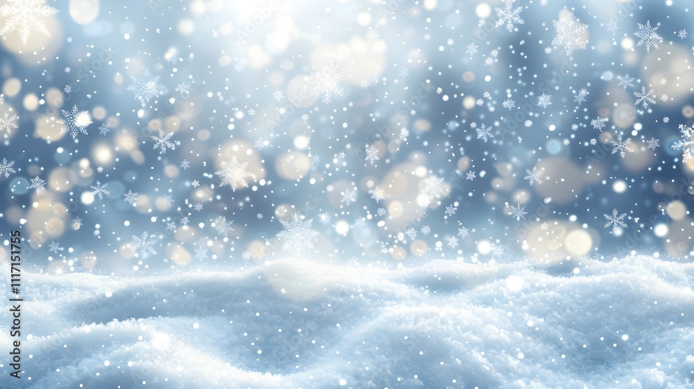 A serene winter scene with falling snowflakes and a soft snowy landscape. A serene winter scene with falling snowflakes and a soft snowy landscape.