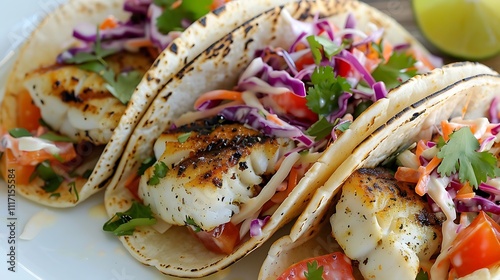 Grilled fish tacos with cilantro slaw