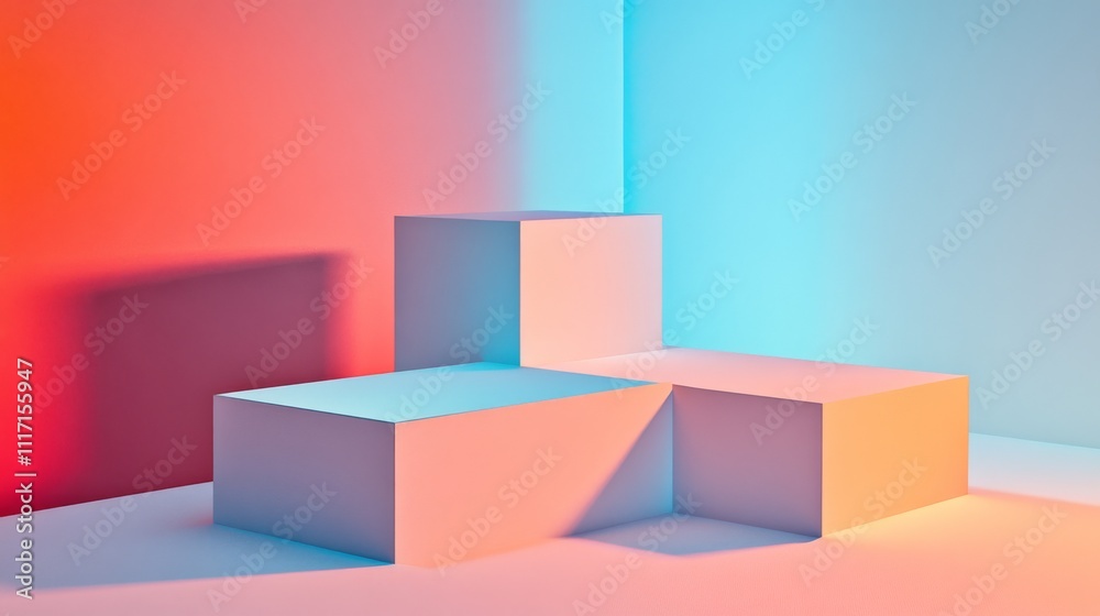 Abstract colored blocks in a modern setting. Abstract colored blocks in a modern setting.