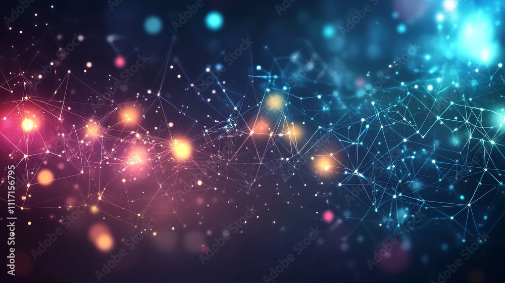 Obraz premium Abstract light patterns with colorful connections.