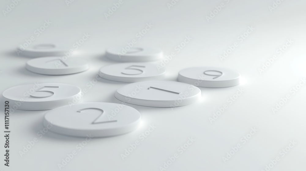 Abstract numbers on smooth white surface. Abstract numbers on smooth white surface.
