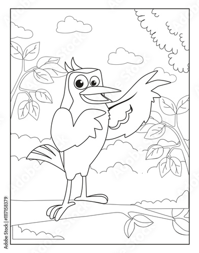 Coloring page outline of cartoon bird a coloring book of funny birds for kids
