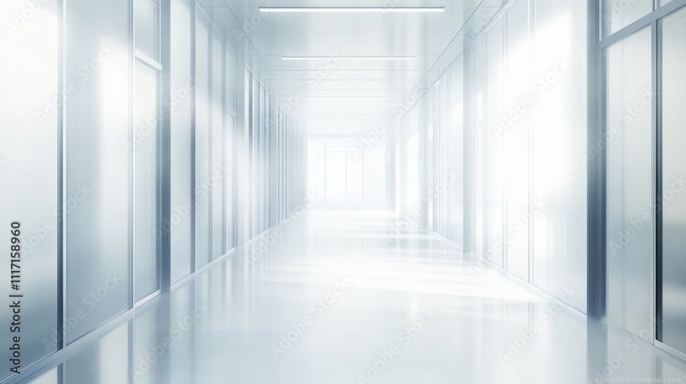 Fototapeta premium Bright, modern hallway with glass walls.