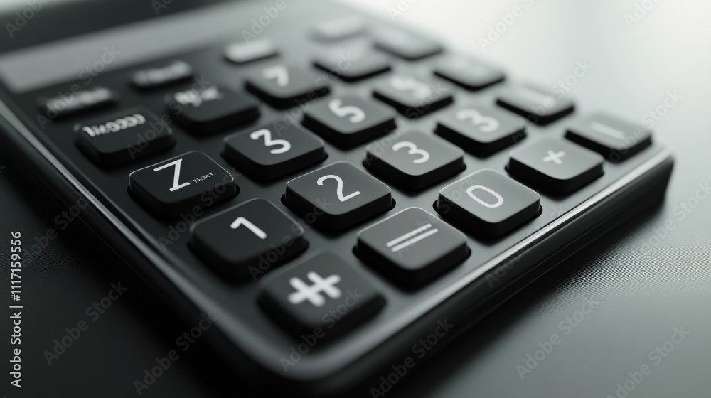 Close-up of a modern black calculator. Close-up of a modern black calculator.