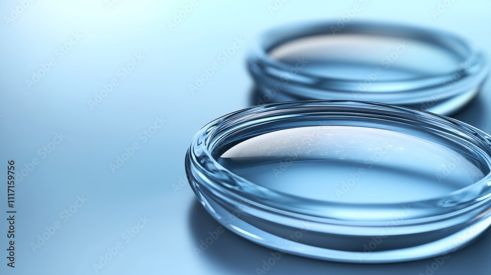 Close-up of clear optical lenses reflecting light. Close-up of clear optical lenses reflecting light.