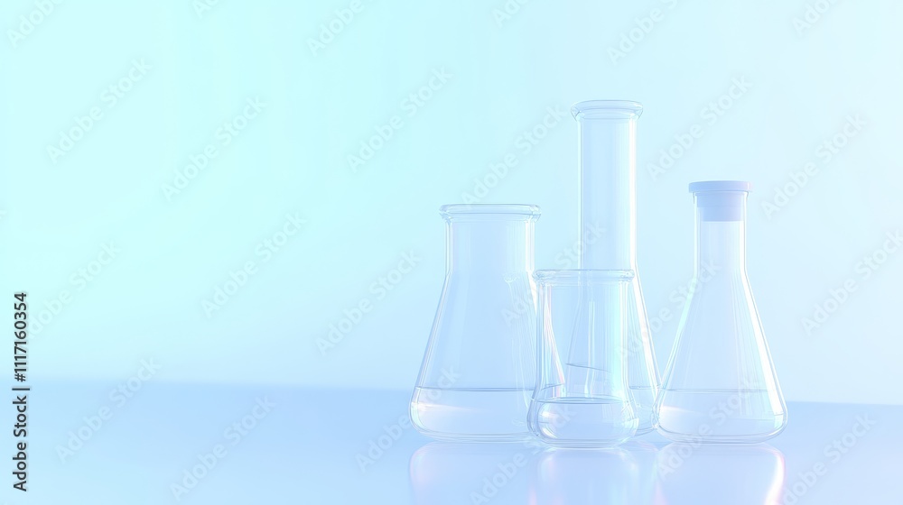 Collection of laboratory glassware in soft light. Collection of laboratory glassware in soft light.