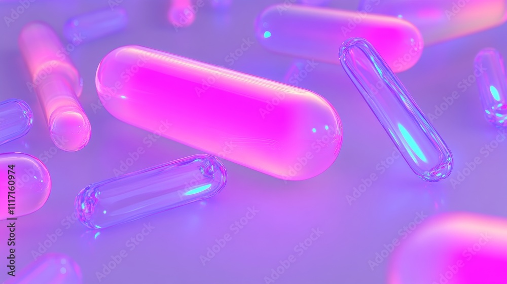 Colorful capsules on a reflective surface. Colorful capsules on a reflective surface.