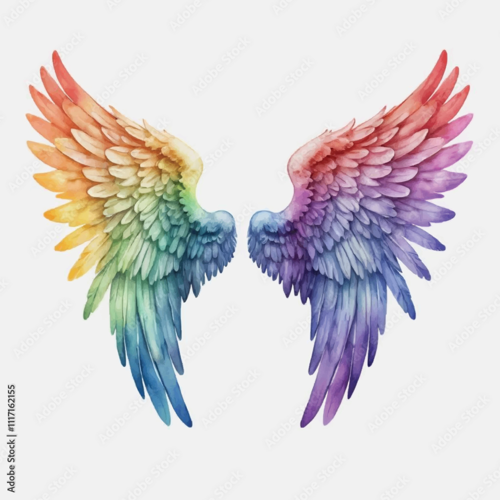 Obraz premium An image of a rainbow colored wing on a white background