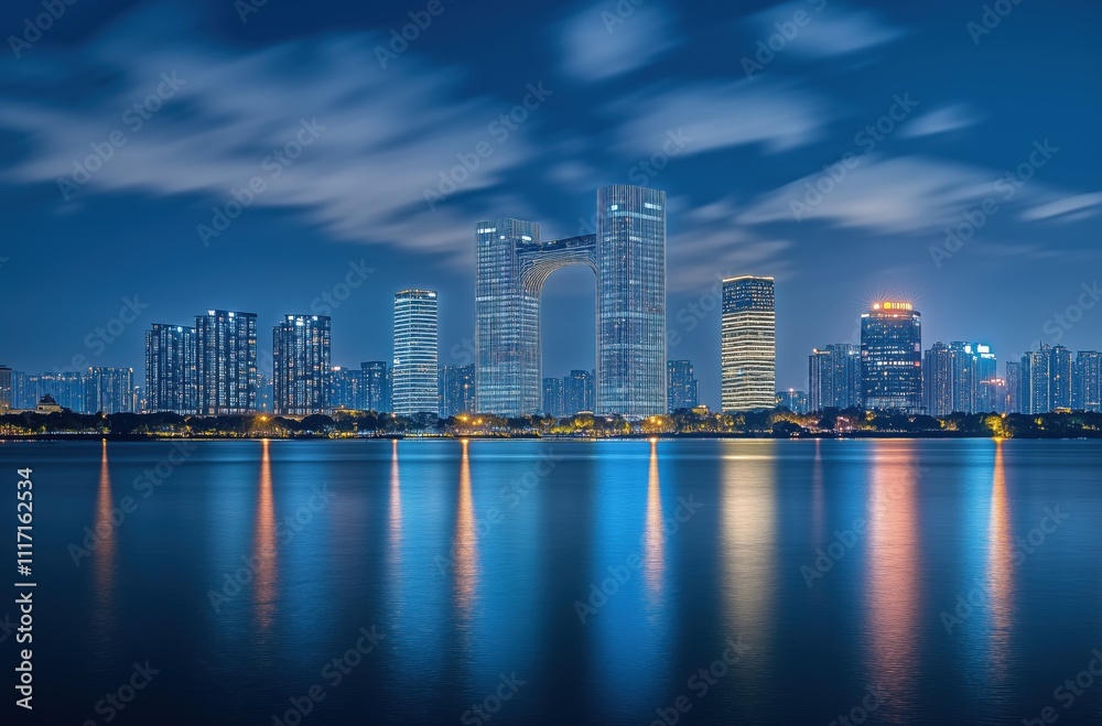 Naklejka premium country skyline at night 