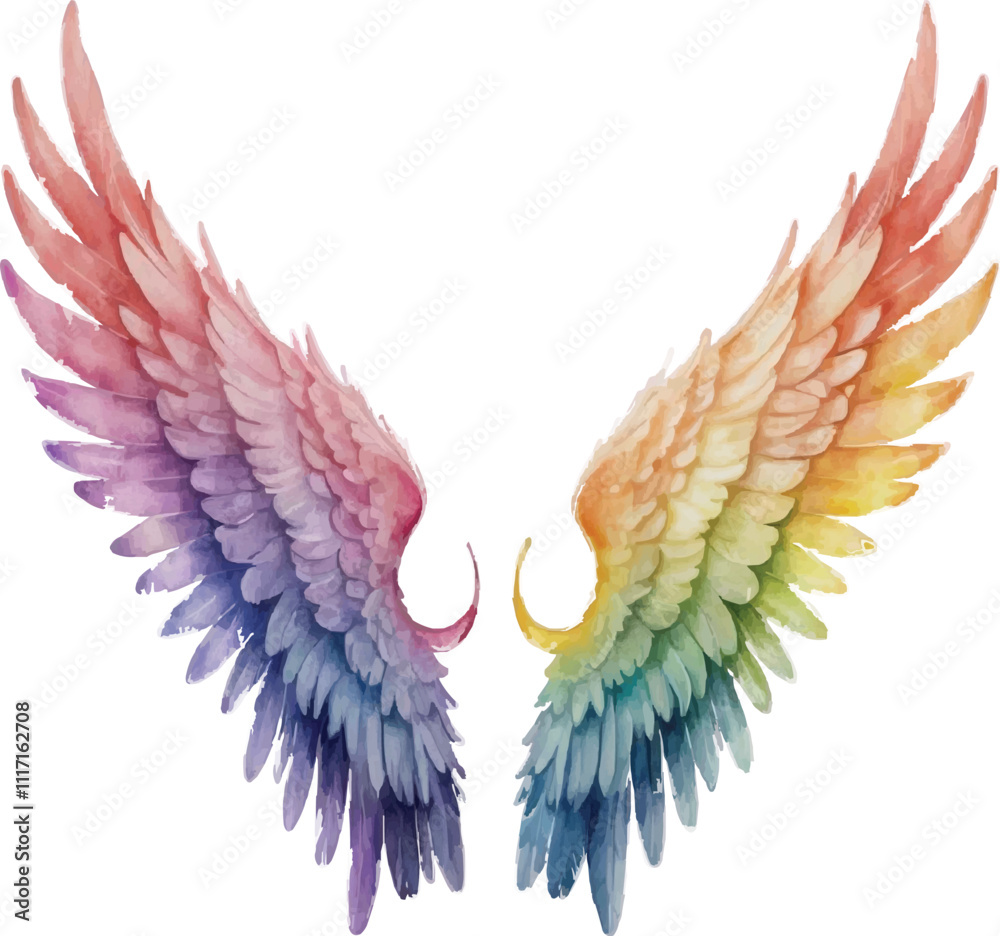 Fototapeta premium An image of a rainbow colored wing on a white background
