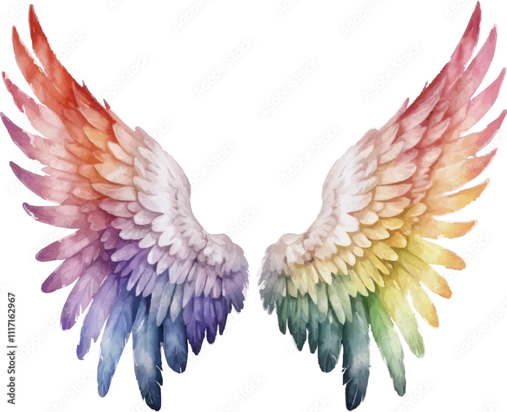 Fototapeta premium An image of a rainbow colored wing on a white background