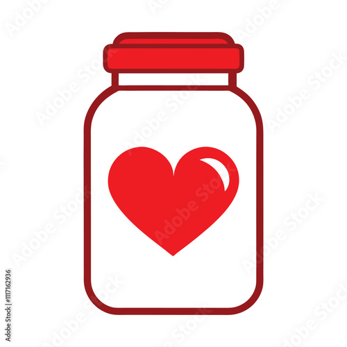 A heart inside a glass jar