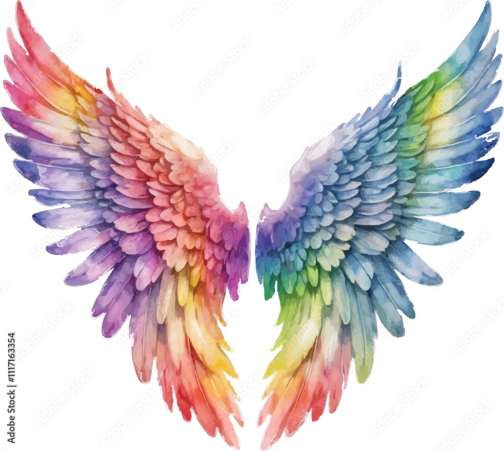 Fototapeta premium An image of a rainbow colored wing on a white background