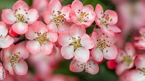 Vibrant hawthorn tree red, flourishing berry organic spring, verdant plant blossom leaf branch, natural beautiful flora, seasonal fresh meadow. photo