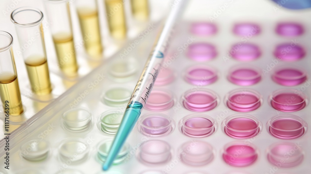 Laboratory equipment with test tubes and pipette. Laboratory equipment with test tubes and pipette.