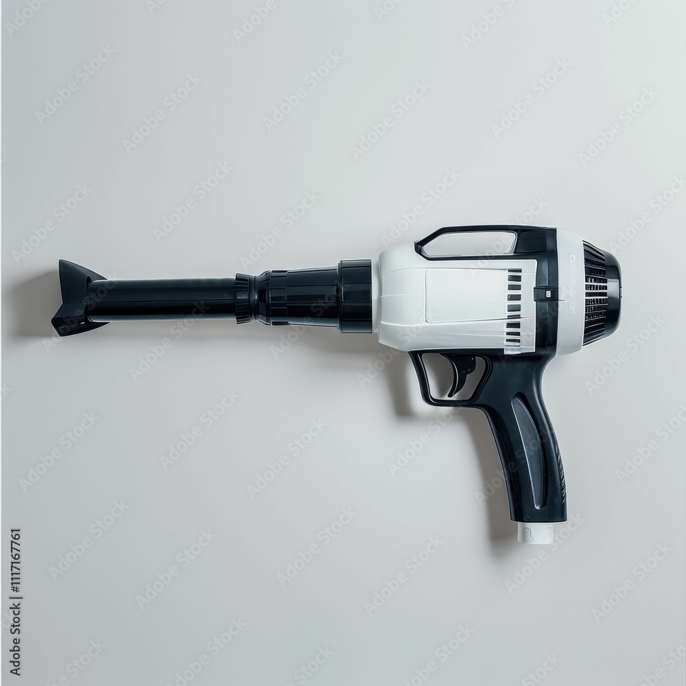 A compact handheld blower designed for easy cleaning, featuring a sleek black and white design for efficient dust and debris removal. A compact handheld blower designed for easy cleaning, featuring a sleek black and white design for efficient dust and debris removal.
