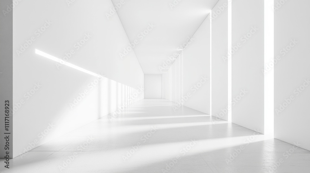 Obraz premium Minimalistic corridor with bright light aesthetics.