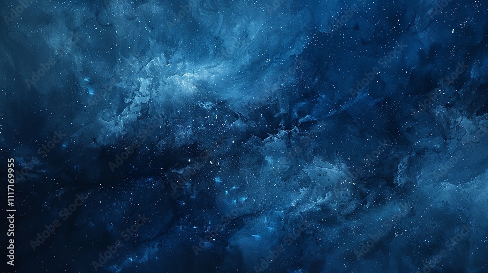 Obraz premium Stunning Abstract Blue Night Sky with Stars and Nebulae in a Celestial Setting, Ai Generative.