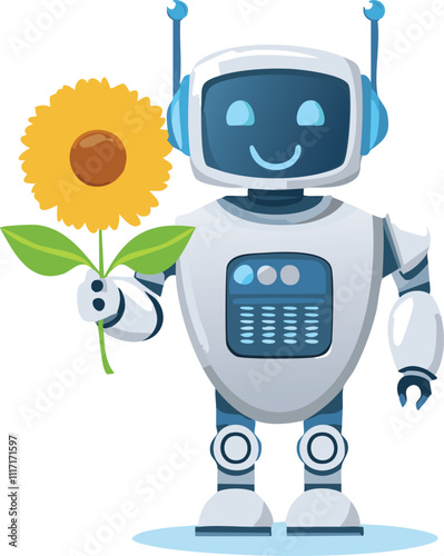 robot with flower