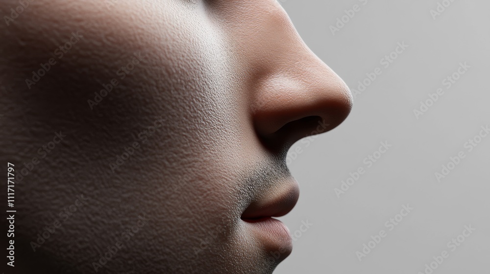 Profile view of a serene human face. Profile view of a serene human face.