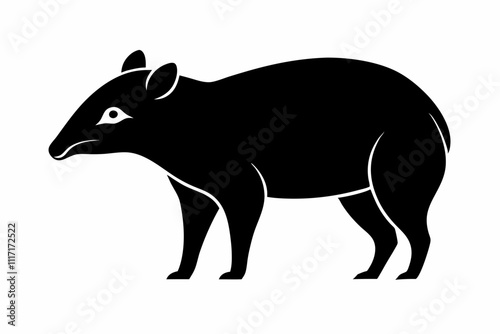 Tapir silhouette vector illustration ,Tapir silhouettes, Malayan tapir silhouette, Tapir vector,