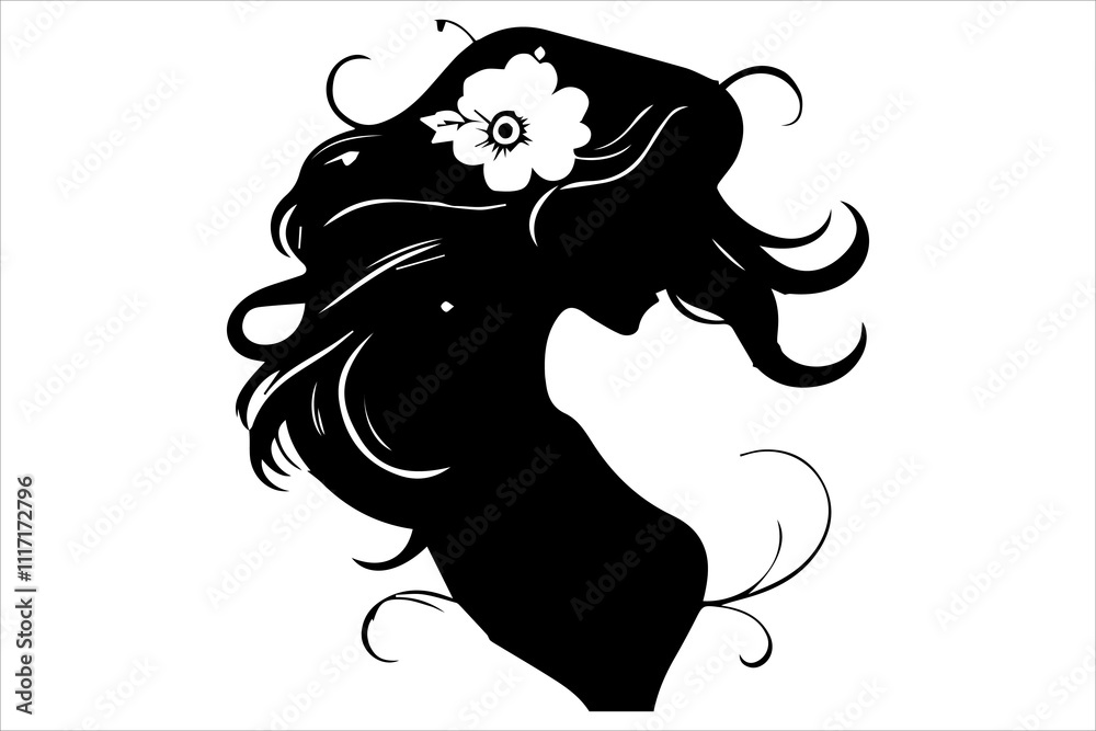 Graceful Elegance Floral Silhouette Art