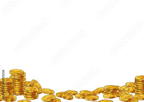 積み上げられた金貨の背景素材