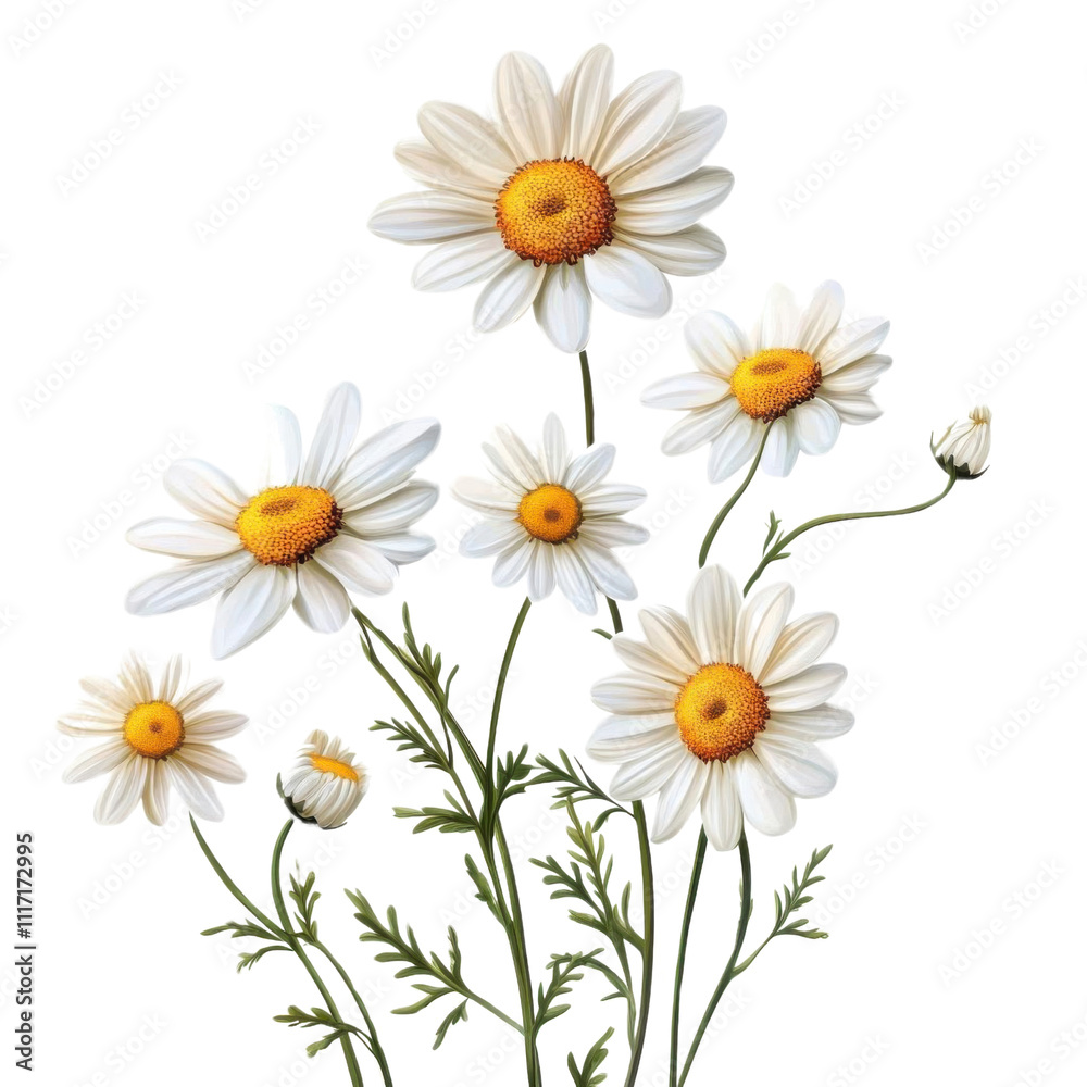 Chamomile flowers. Isolated on transparent background. Vector illustration. Chamomile flowers. Isolated on transparent background. Vector illustration.