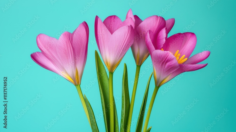 Fototapeta premium A bouquet of pink flowers with green stems