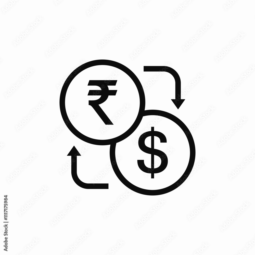 rupee to dollar exchange currency icon sign vector rupee to dollar exchange currency icon sign vector