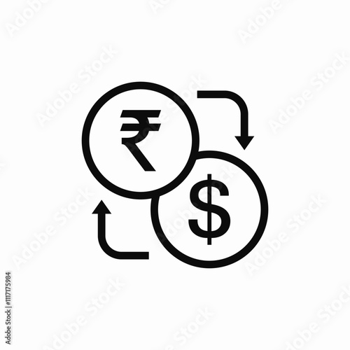 rupee to dollar exchange currency icon sign vector