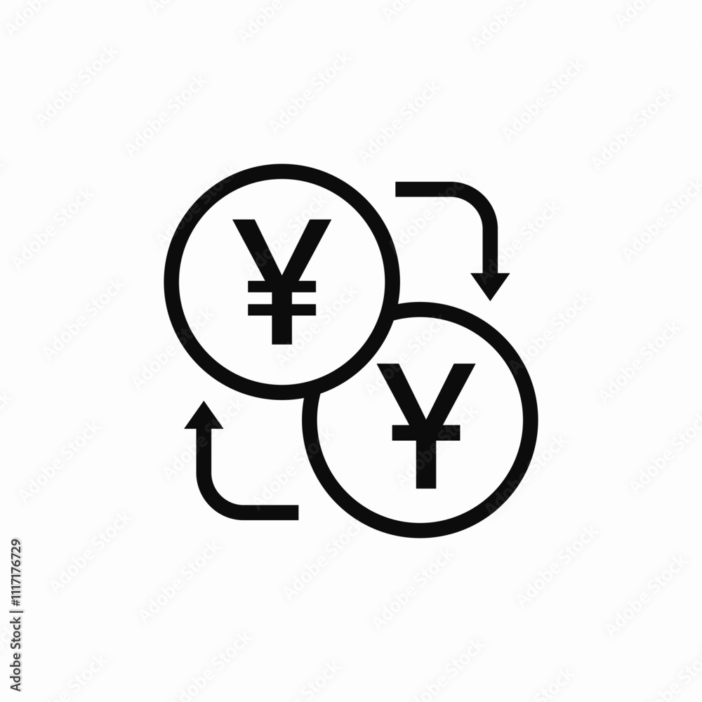 yen to yuan exchange currency icon sign vector