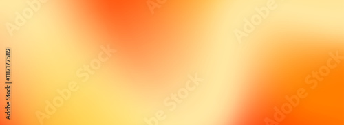 Warm orange yellow gradient background. Autumn colored blurred wallpaper poster. Fall smooth gradation backdrop for banner, leaflet, brochure or booklet. Vector abstract template overlay