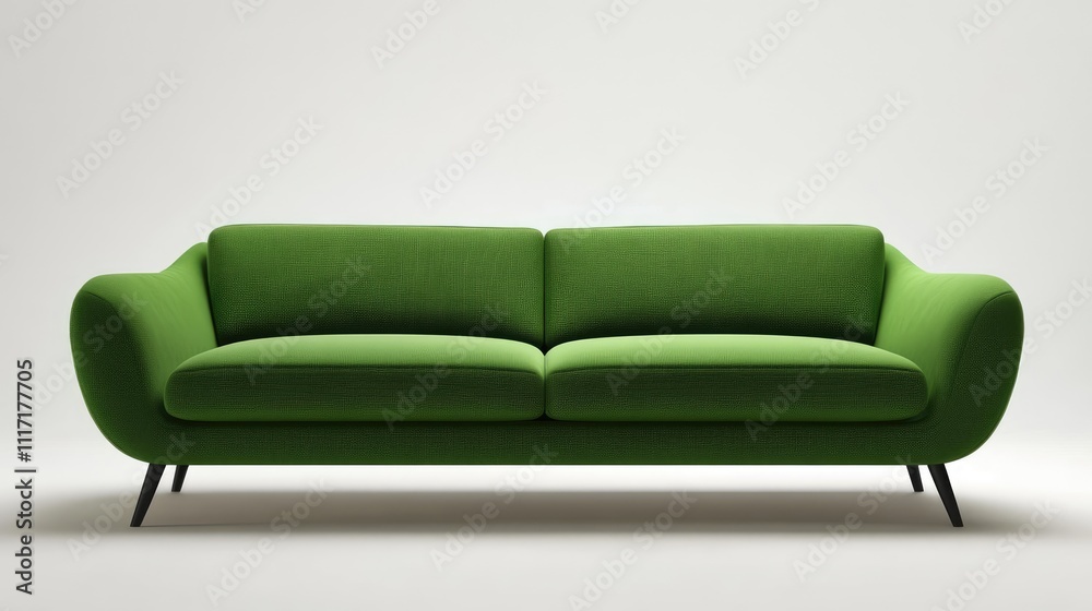 Modern Green Sofa with Smooth Fabric and Stylish Black Legs Modern Green Sofa with Smooth Fabric and Stylish Black Legs