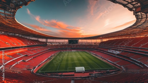 Vibrant Sunset Over An Empty Stadium